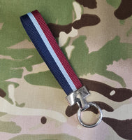 Regimental Belt Loop - Key Ring Nickel chrome spring loaded keyring- Choose Your Design