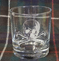 Skull and cross bones - Engraved Tumbler Whiskey Glass old fashioned style Tumbler Glass 330ml pirate / poison