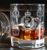 RAMS HOMAGE AMALGAMATION / Royal Army Medical Service - Engraved Tumbler Whiskey Glass old fashioned style Tumbler Glass 330ml low ball