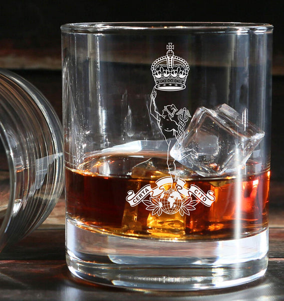 The Royal Corps of Signals / R Signals - Engraved Tumbler Whiskey Tumbler Glass 330ml - we can do any design -old fashioned