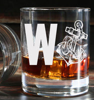 W Anchor / Joke Funny - Engraved Tumbler Whiskey Tumbler Glass 330ml - we can do any design -old fashioned