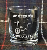 Afghanistan NATO OP Herrick - Engraved Whiskey Tumbler Glass 330ml - army / navy / royal marines