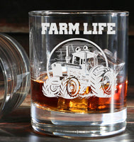 farm life - Engraved Whiskey Tumbler Glass 330ml - young farmer farm tractor agriculture