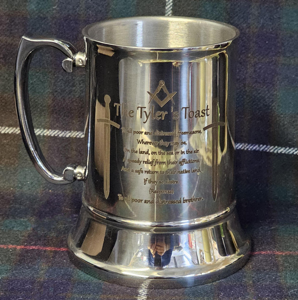 Masonic freemason tylers toast / Engraved Stainless Steel Tankard | Army | Military | Personalised Gift For Him