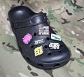 clog / water shoe charm / gem / logo Morale / Tactical / Funny / Joke / gun