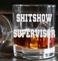 Shitshow Supervisor - Engraved Tumbler Whiskey Glass old fashioned style Tumbler Glass 330ml