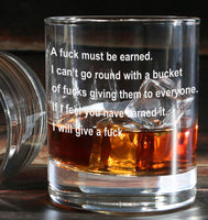 I cant Give a F**k - Engraved Tumbler Whiskey Glass old fashioned style Tumbler Glass 330ml