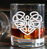 Celtic Knot Love Heart - Engraved Tumbler Whiskey Glass old fashioned style Tumbler Glass 330ml