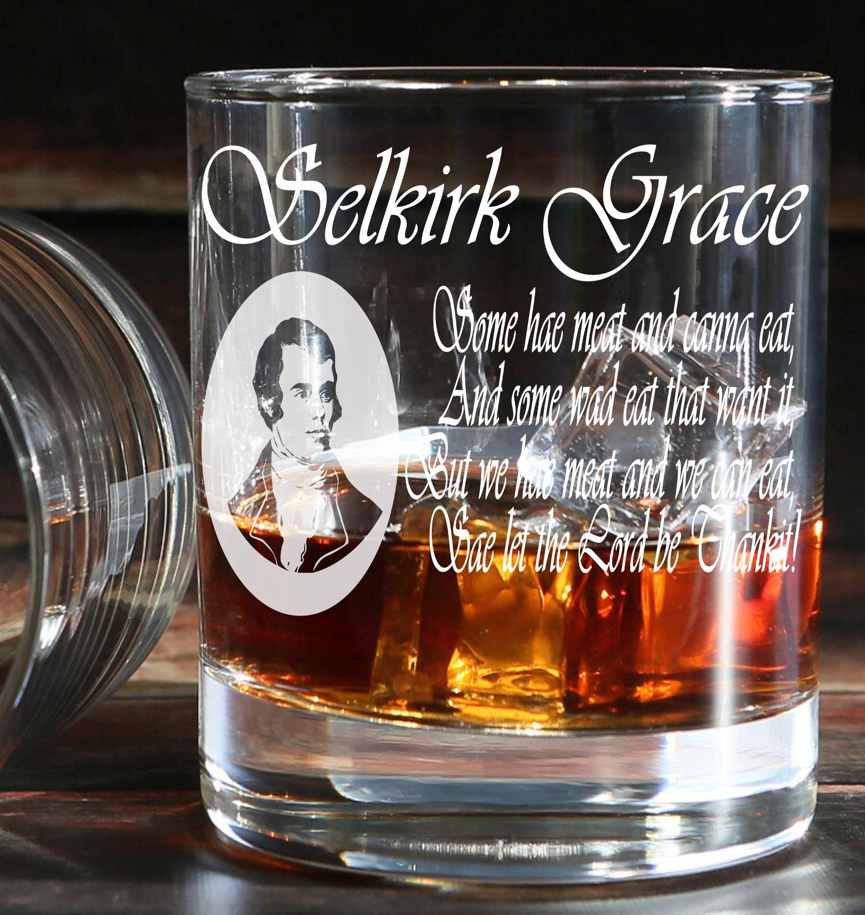 Selkirk Toast, Robert 'Rabbie' Burns - Engraved Whiskey Tumbler Glass 330ml burns night supper scottish poet