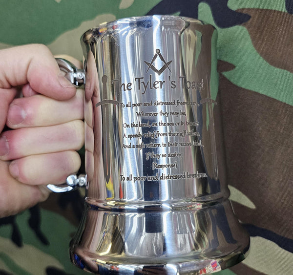 Masonic freemason tylers toast / Engraved Stainless Steel Tankard | Army | Military | Personalised Gift For Him