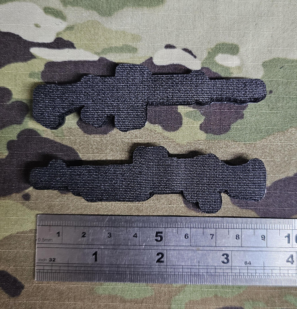 3D Black rubber PVC Badge / Patch - SLR / Self Loading Rifle L1A1 - General Purpose Machine Gun GPMG - Velcro badge