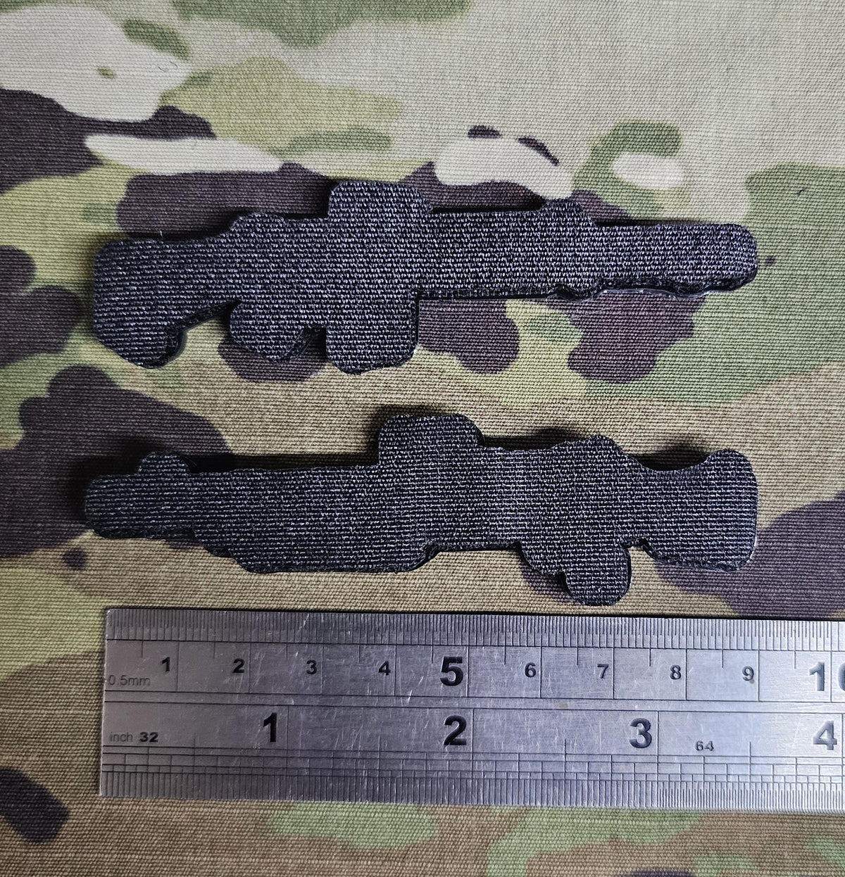 3D Black rubber PVC Badge / Patch - SLR / Self Loading Rifle L1A1 - General Purpose Machine Gun GPMG - Velcro badge