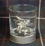 Pegasus / Bellerophon / airborne forces - Metal 2D Logo / Motif Tumbler Whiskey Tumbler Glass 330ml old fashioned style