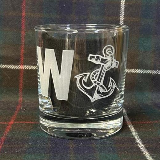 W Anchor / Joke Funny - Engraved Tumbler Whiskey Tumbler Glass 330ml - we can do any design -old fashioned