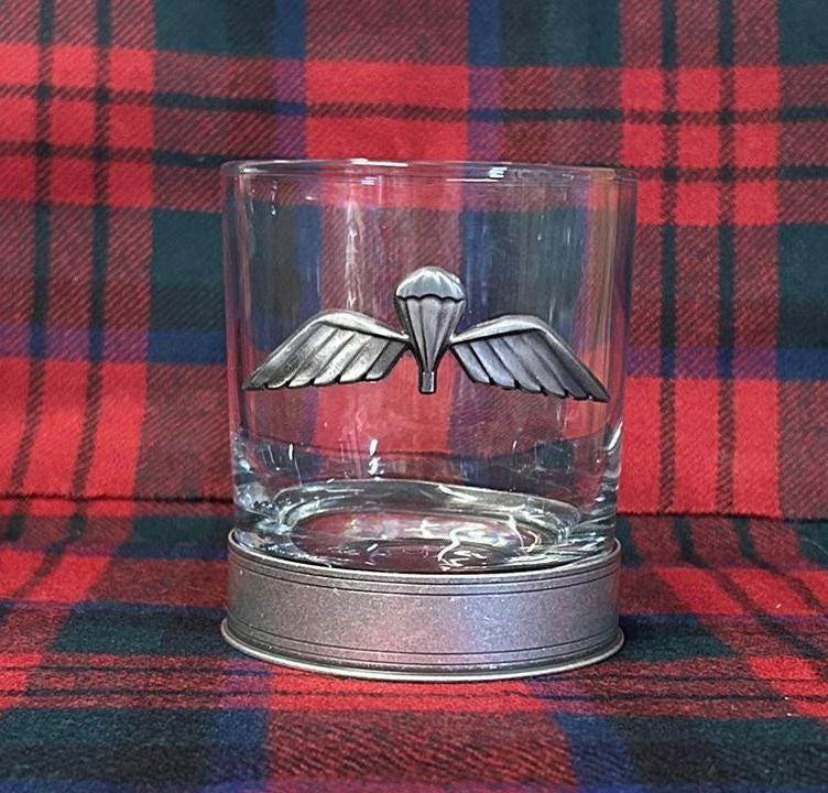 Parachute Wings / Para / airborne forces - Metal 2D Logo / Motif Tumbler Whiskey Tumbler Glass 330ml old fashioned style