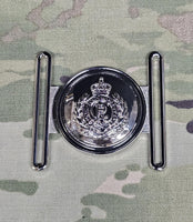 British Army - Royal Engineers / RE / Sapper / CIIIR / KING - Stable Belt Buckle - Locket Style nickel plated
