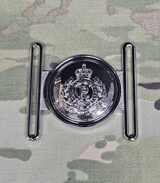 British Army - Royal Engineers / RE / Sapper / CIIIR / KING - Stable Belt Buckle - Locket Style nickel plated