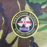 British Military Army Navy RAF woven 80mm dia circle patch / badge Op Herrick banner Telic