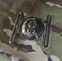 British Army RE Search Trade Stable Belt Buckle - Locket Style - durable nickel plated