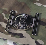British Army RE Search Trade Stable Belt Buckle - Locket Style - durable nickel plated