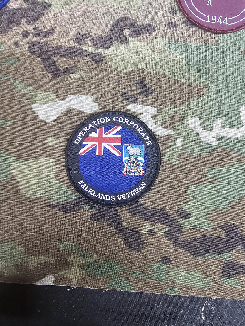 British Military Army Navy RAF woven 80mm dia circle patch / badge Op Herrick banner Telic