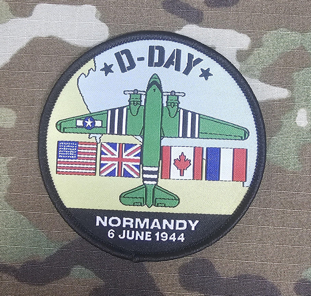 Airborne patch woven 80mm dia circle patch / badge - d day / 101st / 82nd / market garden
