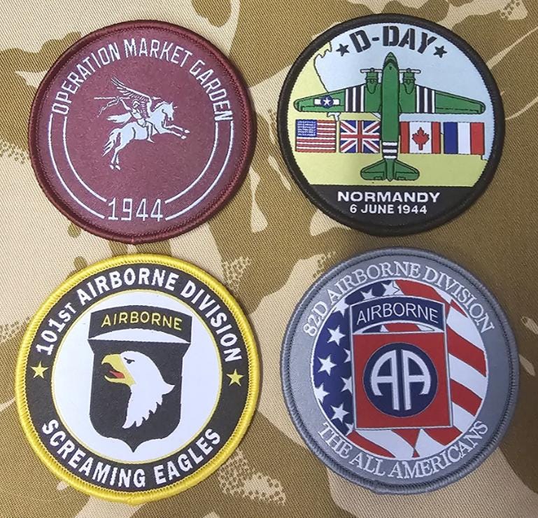 Patches Military Airborne woven 80mm dia circle patch / badge Operation Market Garden / D Day / 101st 82nd