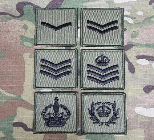 British Army Combat rank patch 5cmx6cm Olive variant / British Military / Army Navy RAF patch / badge - CIIIR Kings crown version