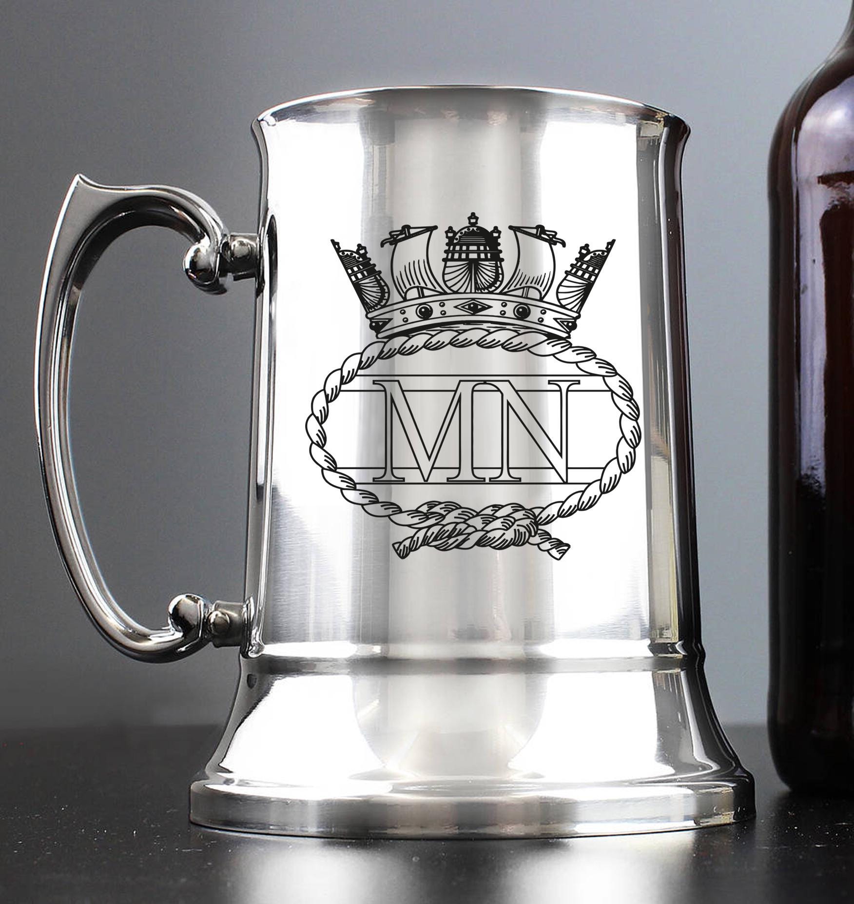 Merchant Navy / MN / Engraved Stainless Steel Tankard | Personalised Gift For Him