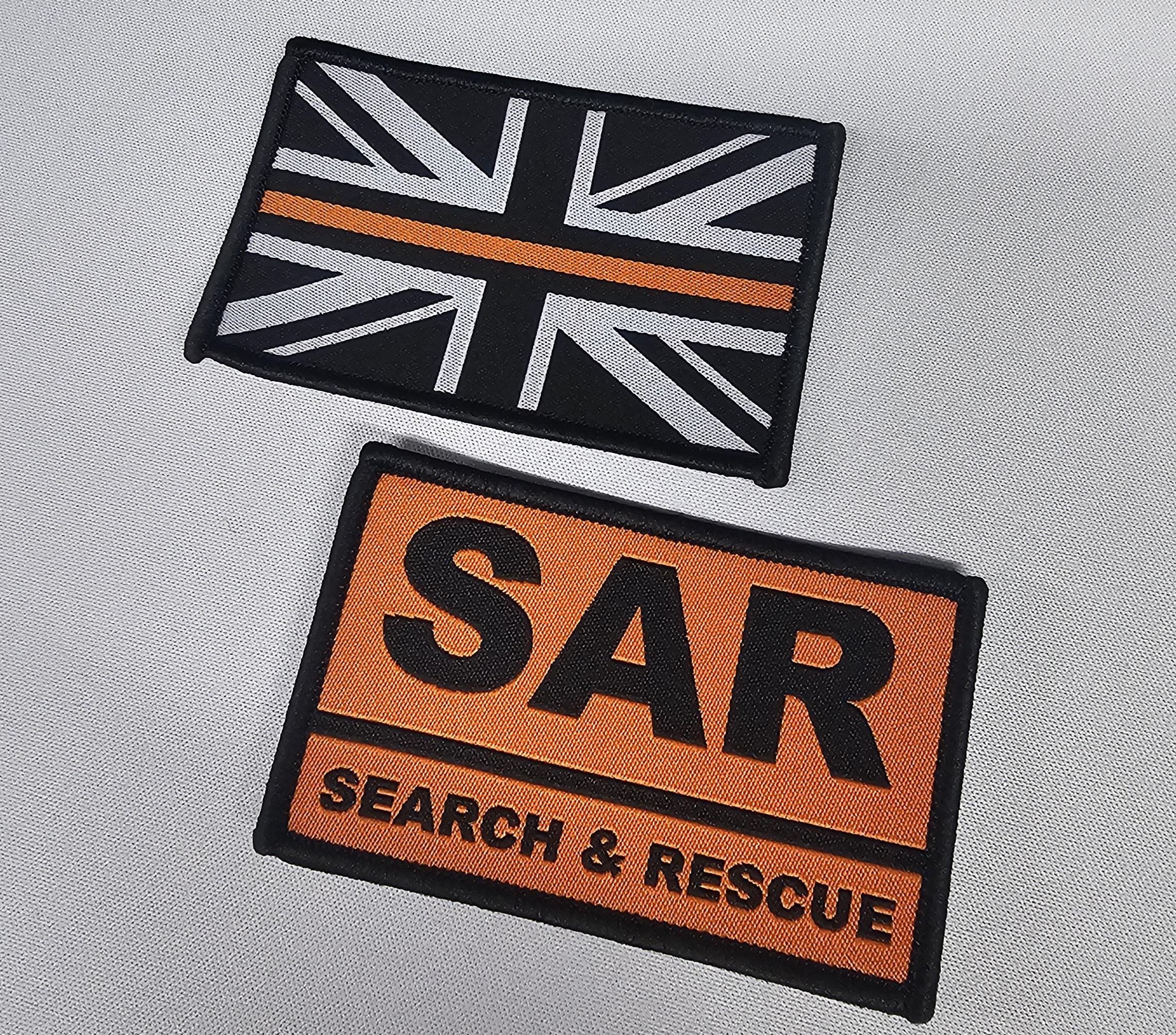 Search and Rescue Service / ISAR - Emergency Service Thin Line - Union Jack / UJ / Union Flag - Woven Fabric Badge