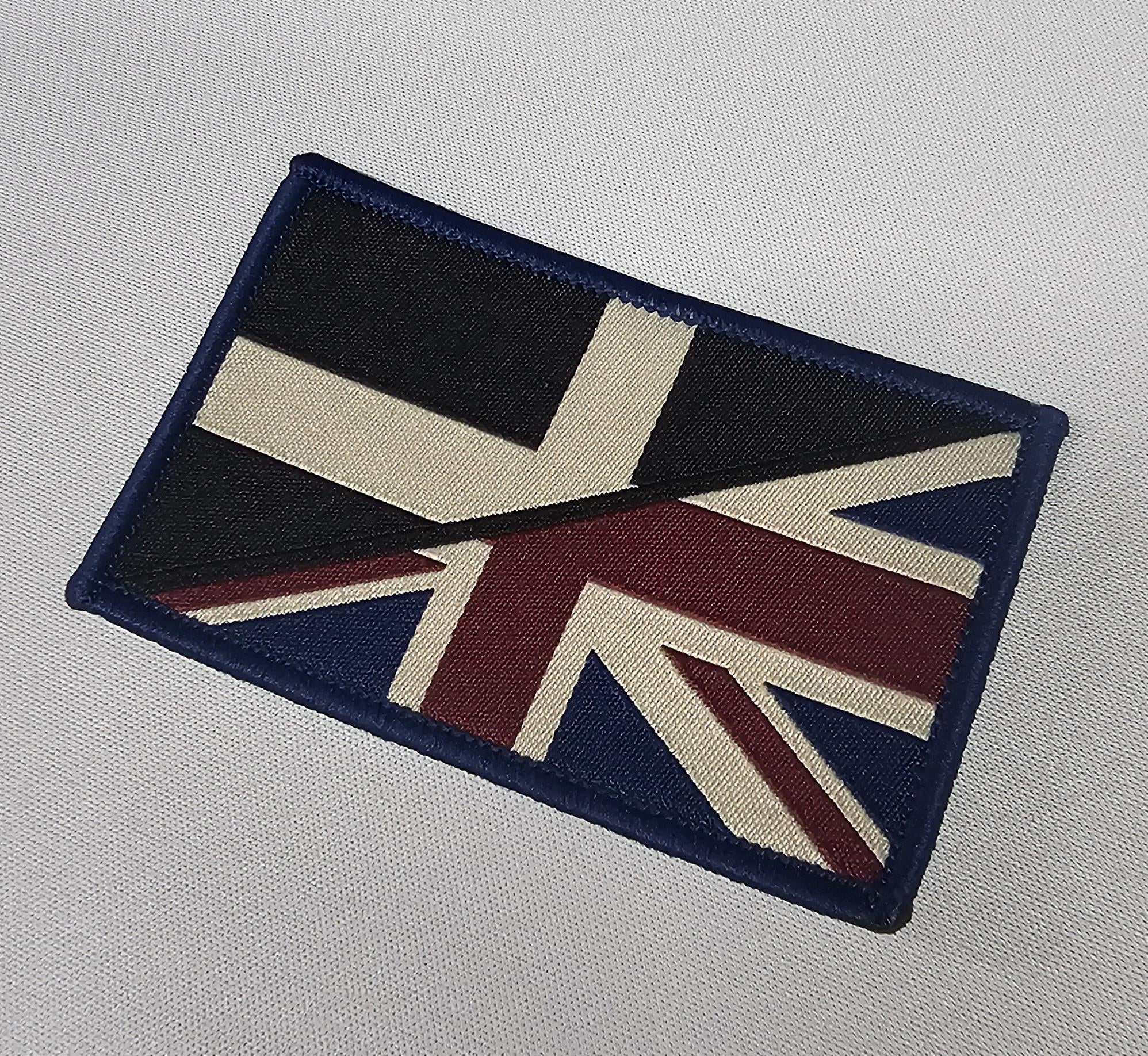 Kernow / British Flag woven Badge Patch 50mm x 80mm union jack flag 1/2 half / full colour vintage style velcro Cornwall
