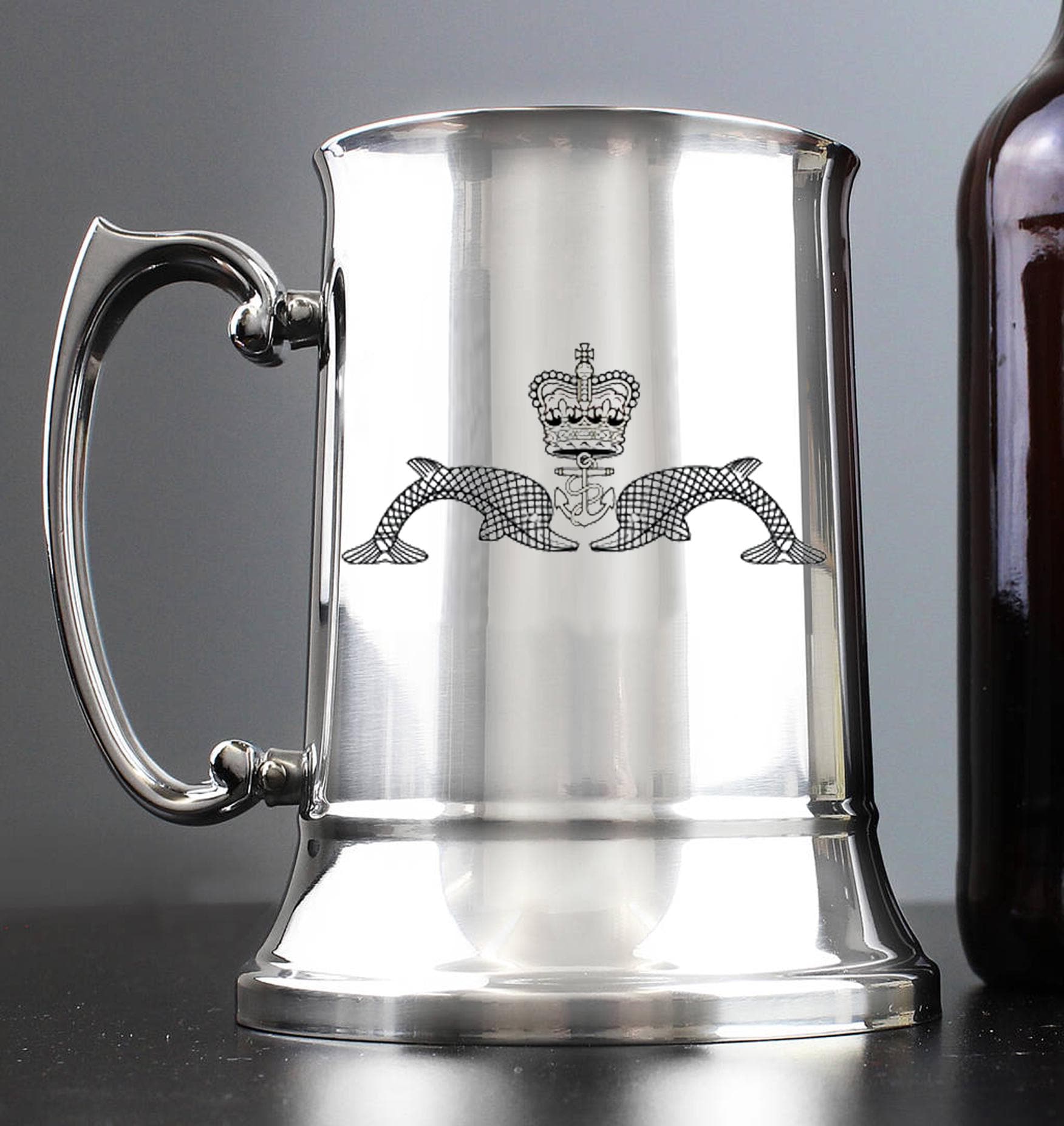 Submariner / Twin Dolphins / Engraved Stainless Steel Tankard | Personalised Gift For Him