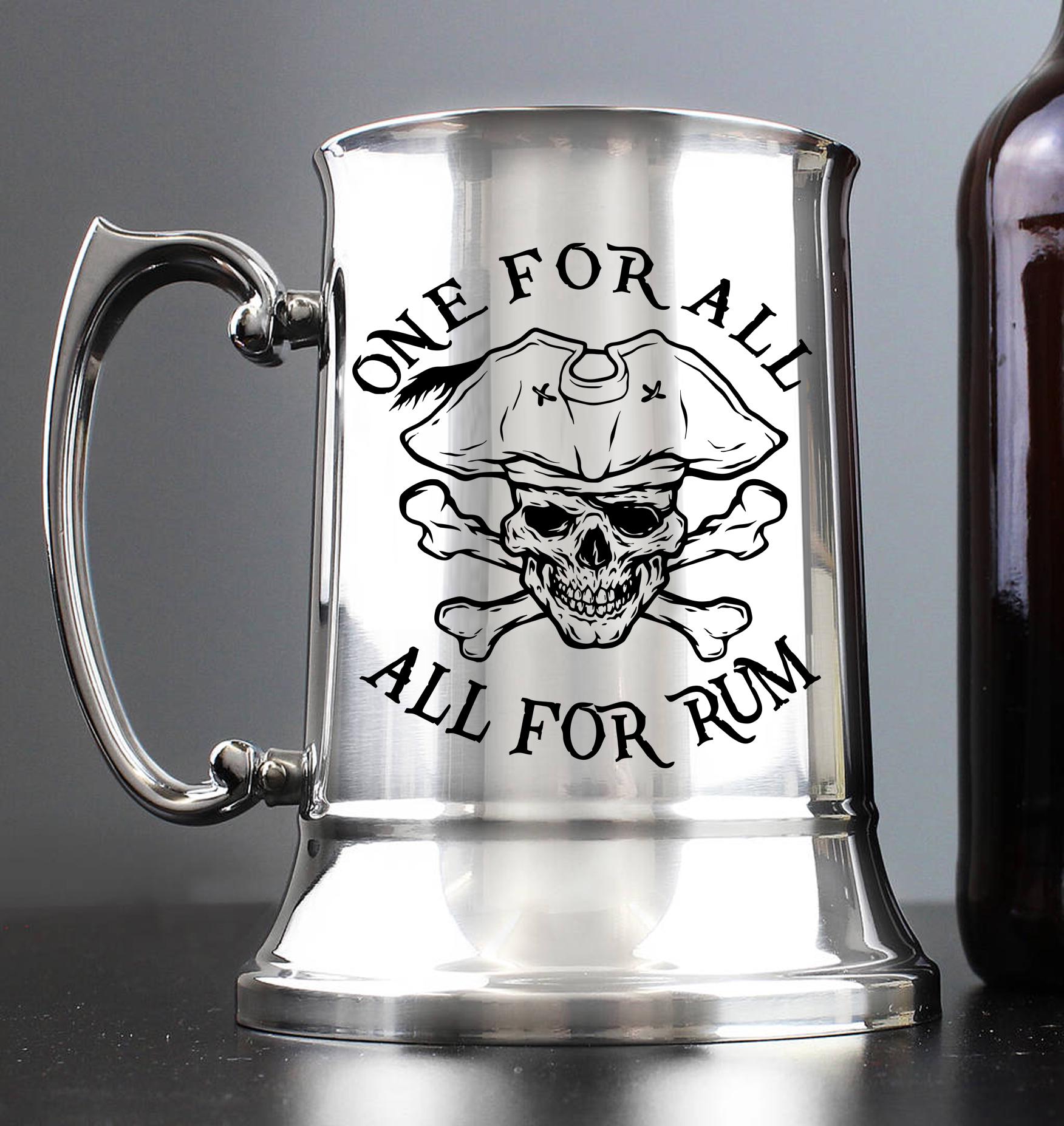 One for rum, rum for all / pirate / Engraved Stainless Steel Tankard | Army | Military | Personalised Gift For Him