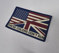 These Colours Dont Run - USA / British Flag woven Badge Patch 50mm x 80mm union jack flag 1/2 US States / full colour vintage style velcro