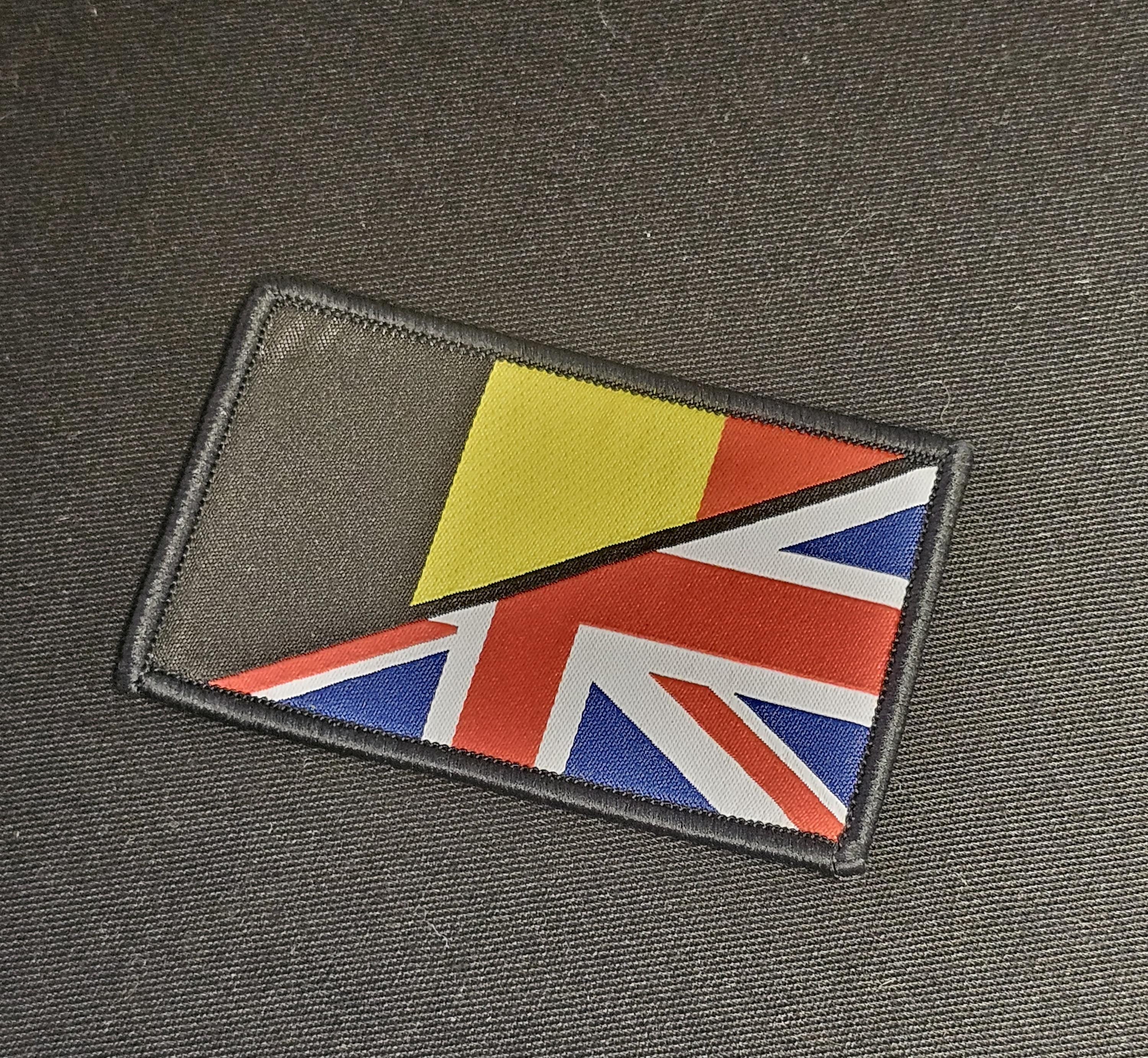 Half / British Flag woven Badge Patch 50mm x 80mm union jack flag 1/2 European / full colour velcro