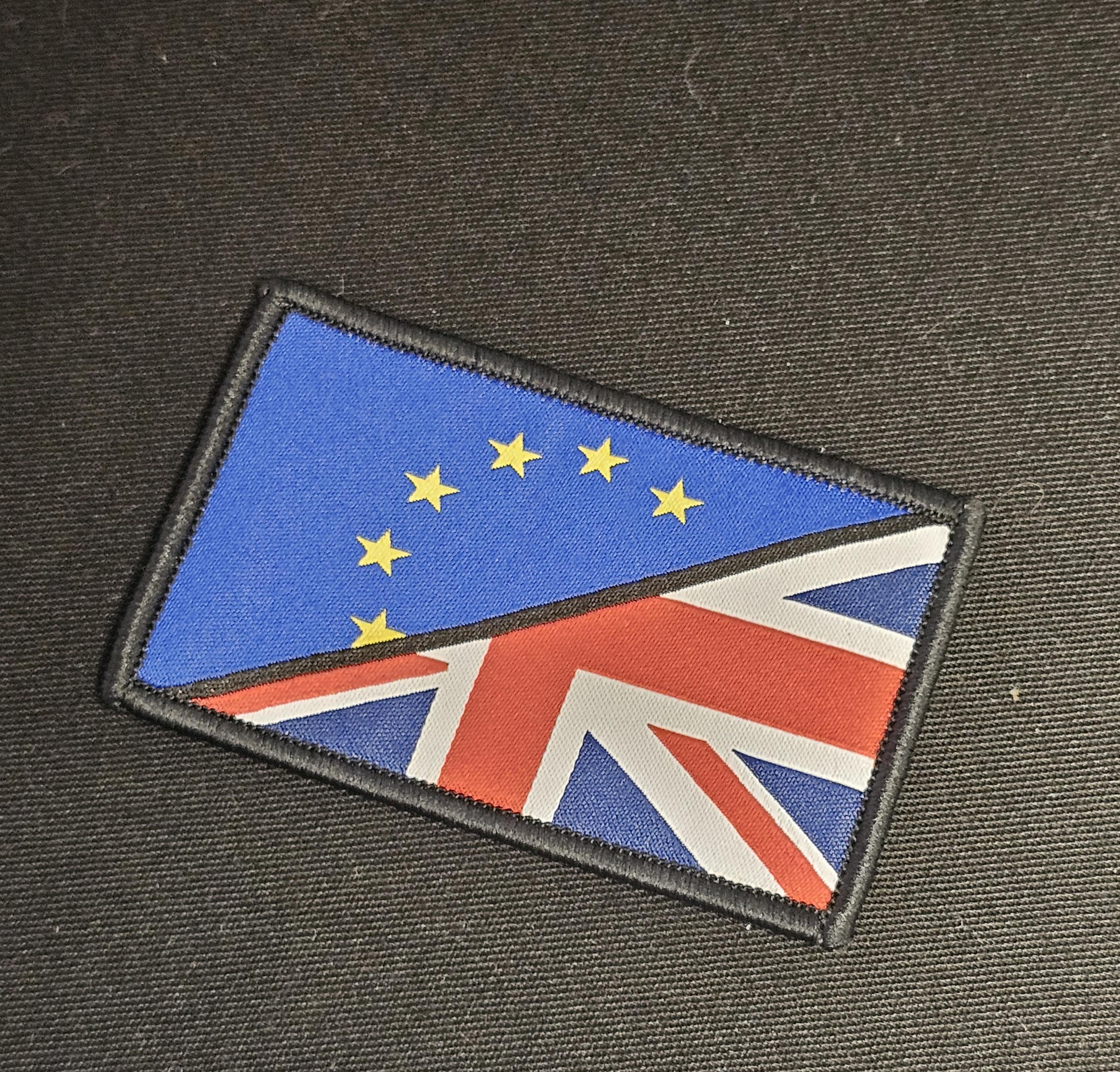 Half / British Flag woven Badge Patch 50mm x 80mm union jack flag 1/2 European / full colour velcro