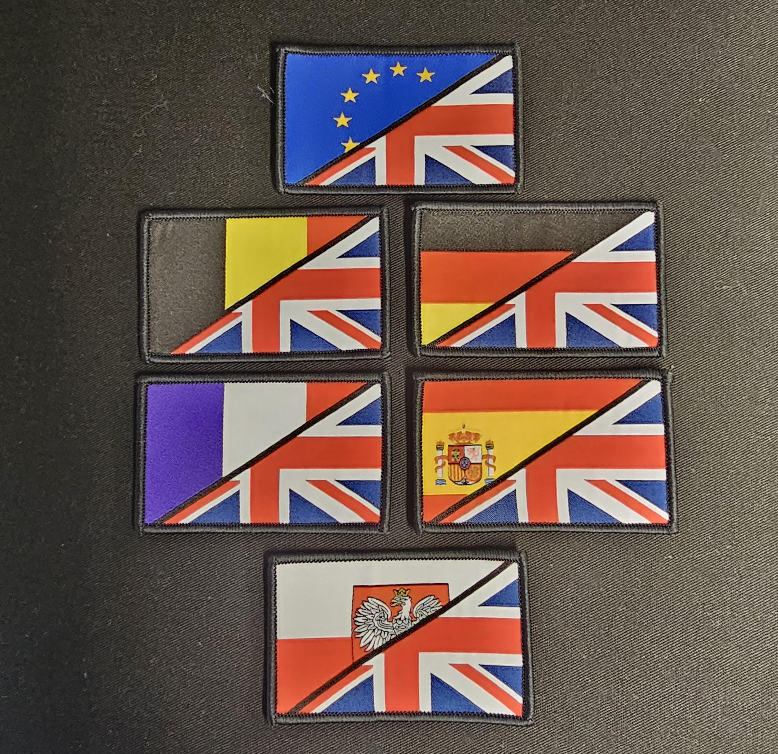 Half / British Flag woven Badge Patch 50mm x 80mm union jack flag 1/2 European / full colour velcro