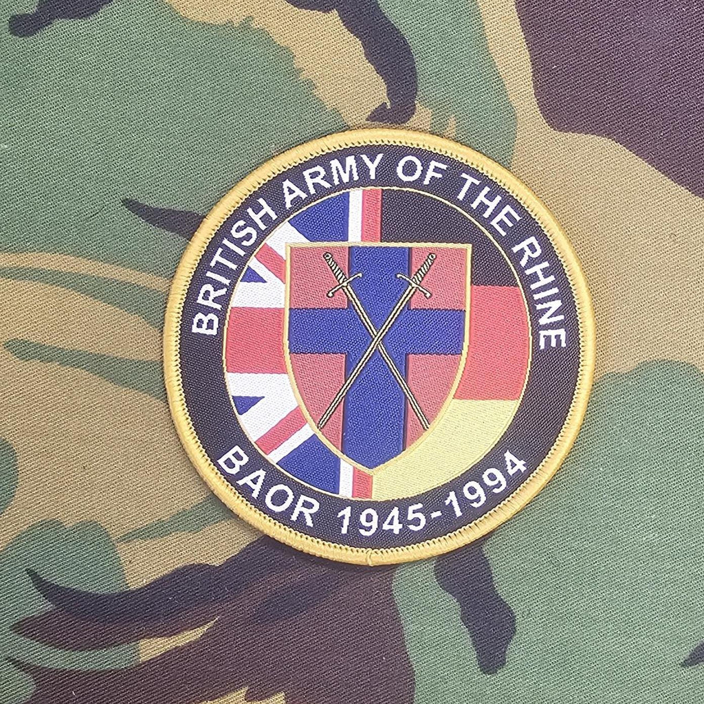BAOR (British army of the rhine) / BFG (British Forces Germany) British Military Army Navy RAF woven 80mm dia circle patch / badge