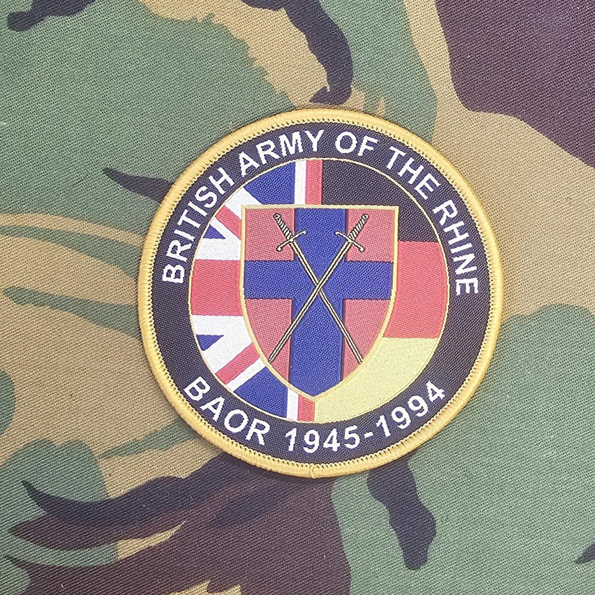 BAOR (British army of the rhine) / BFG (British Forces Germany) British Military Army Navy RAF woven 80mm dia circle patch / badge