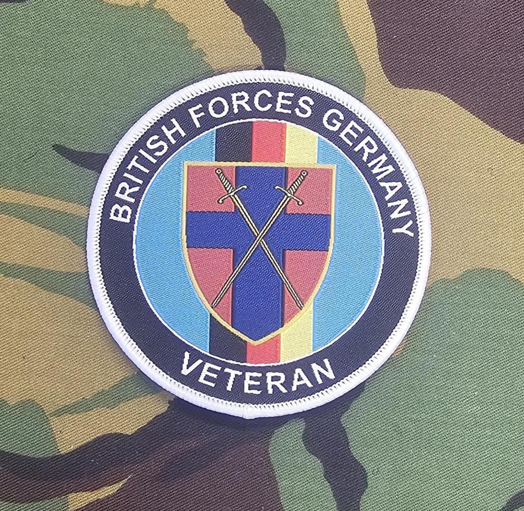 BAOR (British army of the rhine) / BFG (British Forces Germany) British Military Army Navy RAF woven 80mm dia circle patch / badge