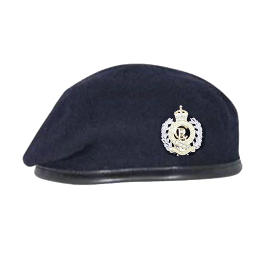 Royal Engineer CIIIR - Beret & Cap badge deal - Dark Navy Blue Beret - Silk Lined, with leather band