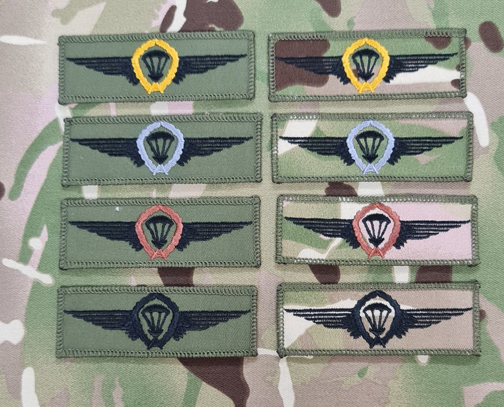 Qualifikationsflügel der deutschen Fallschirmjäger für Fallschirmspringer – alle Grade/alle Farbvarianten