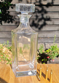 Gravierte personalisierte quadratische Brandy-/Portweinkaraffe aus Glas – Kostenlose Gravur / Ihr Design