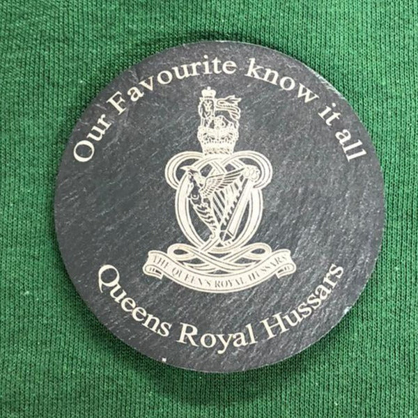 Regimental Personalised Engraved Slate Coasters - QRH Queens Royal Hussars 006