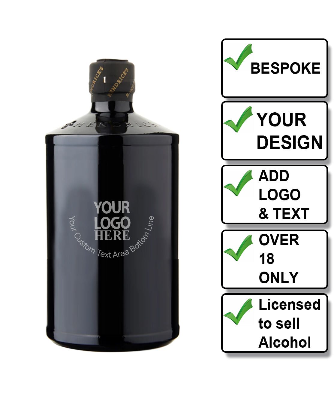 Gravierte Flasche Hendricks Gin 70 cl – Ihr Design / laden Sie Ihr Bildmaterial hoch
