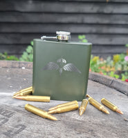 Engraved / Personalised Hipflask 6oz Matte Olive Green Finish