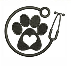 Vet Stethoscope Paw - Embroidered Logo / Design / Motif - Choose your Garment