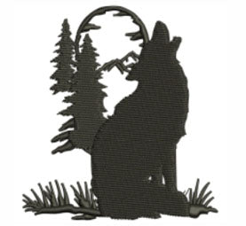 Wolf heult den Mond an – Gesticktes Logo/Design/Motiv – Wähle dein Kleidungsstück