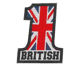 Britisches Nummer-eins-Logo – gestickt – Wählen Sie Ihr Kleidungsstück