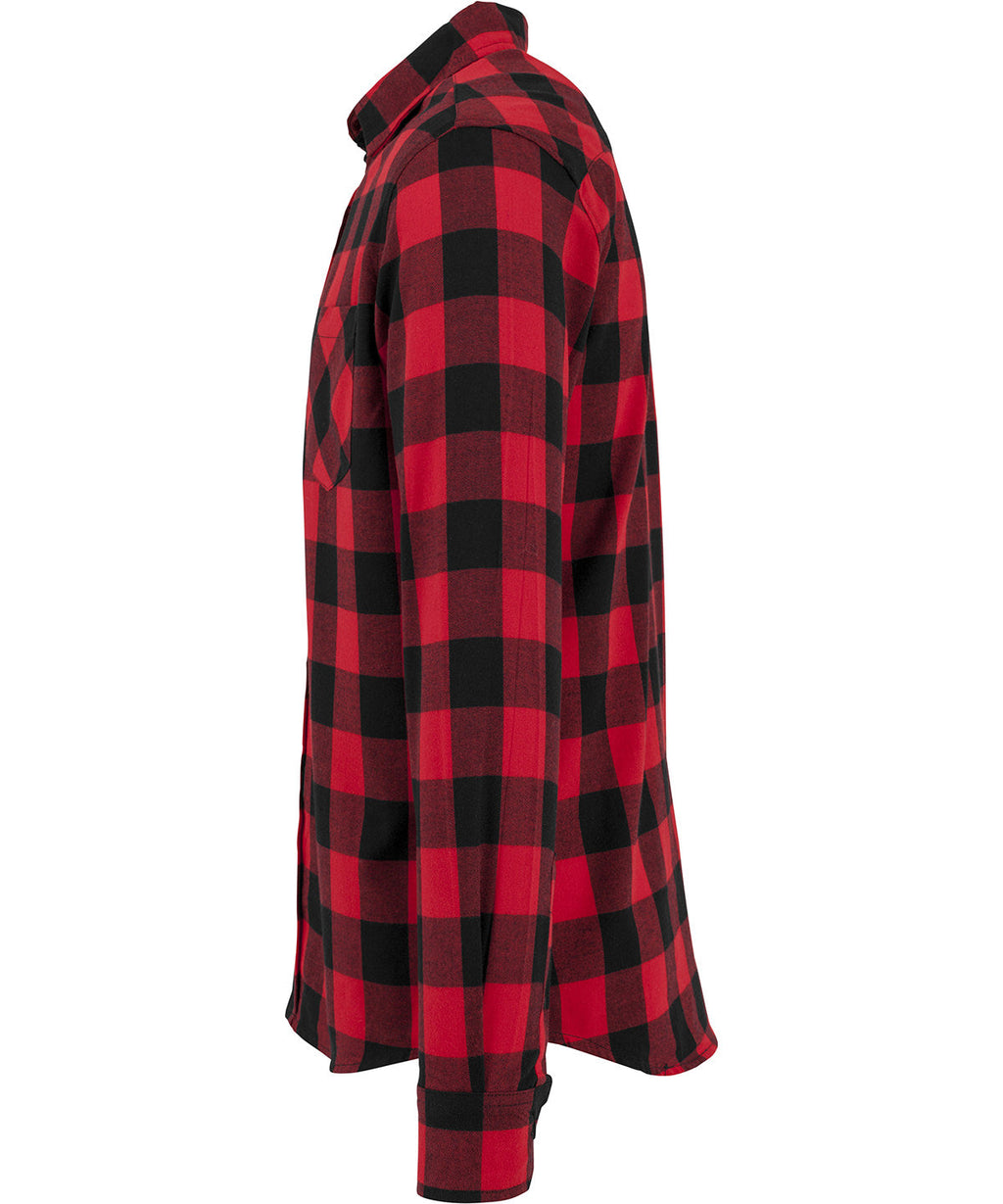 H39 Exclusive - Tactical Checked flannel long sleeve shirt Complete with velcro arm patches (red black check)